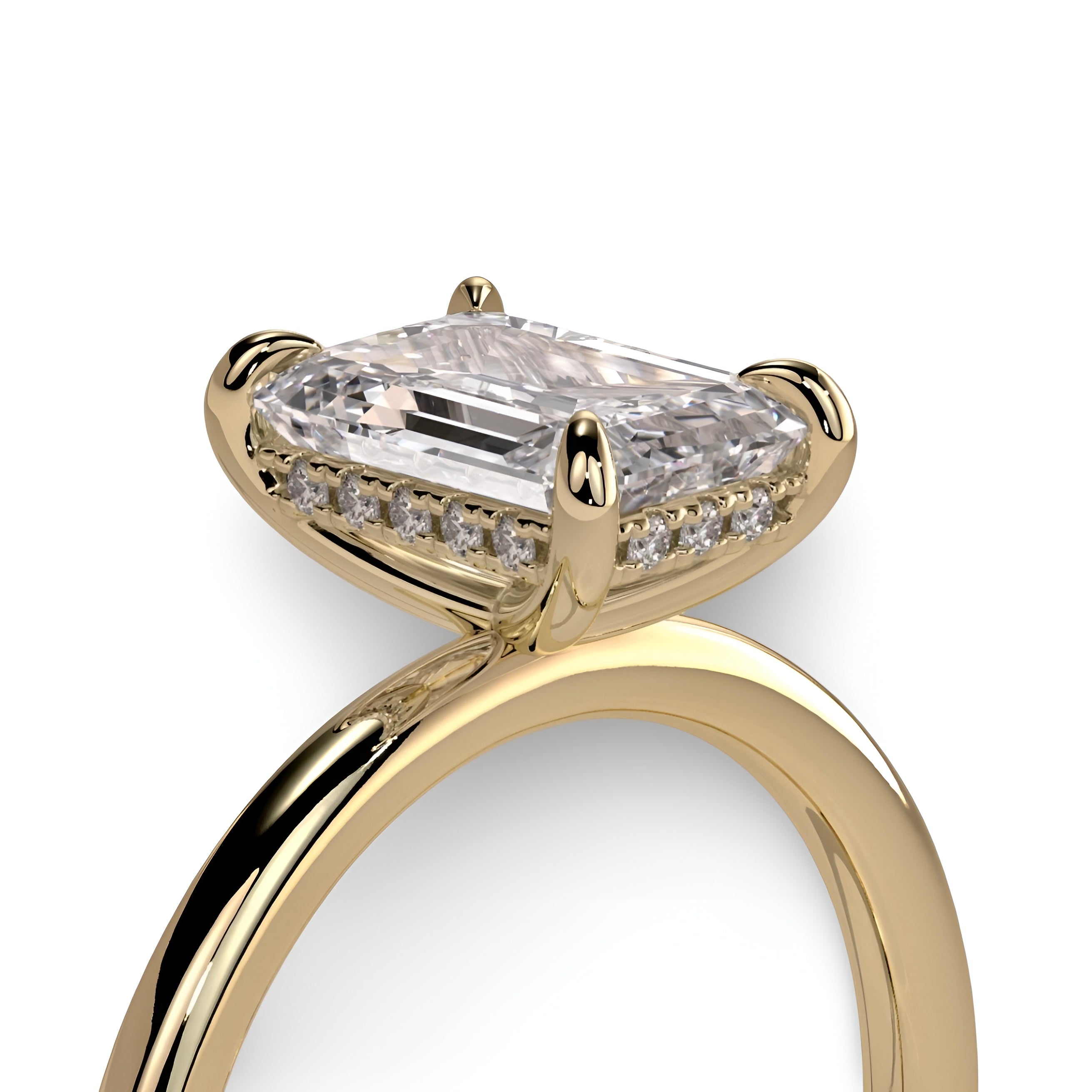 3.0ct Emerald Cut Hidden Halo Solitaire