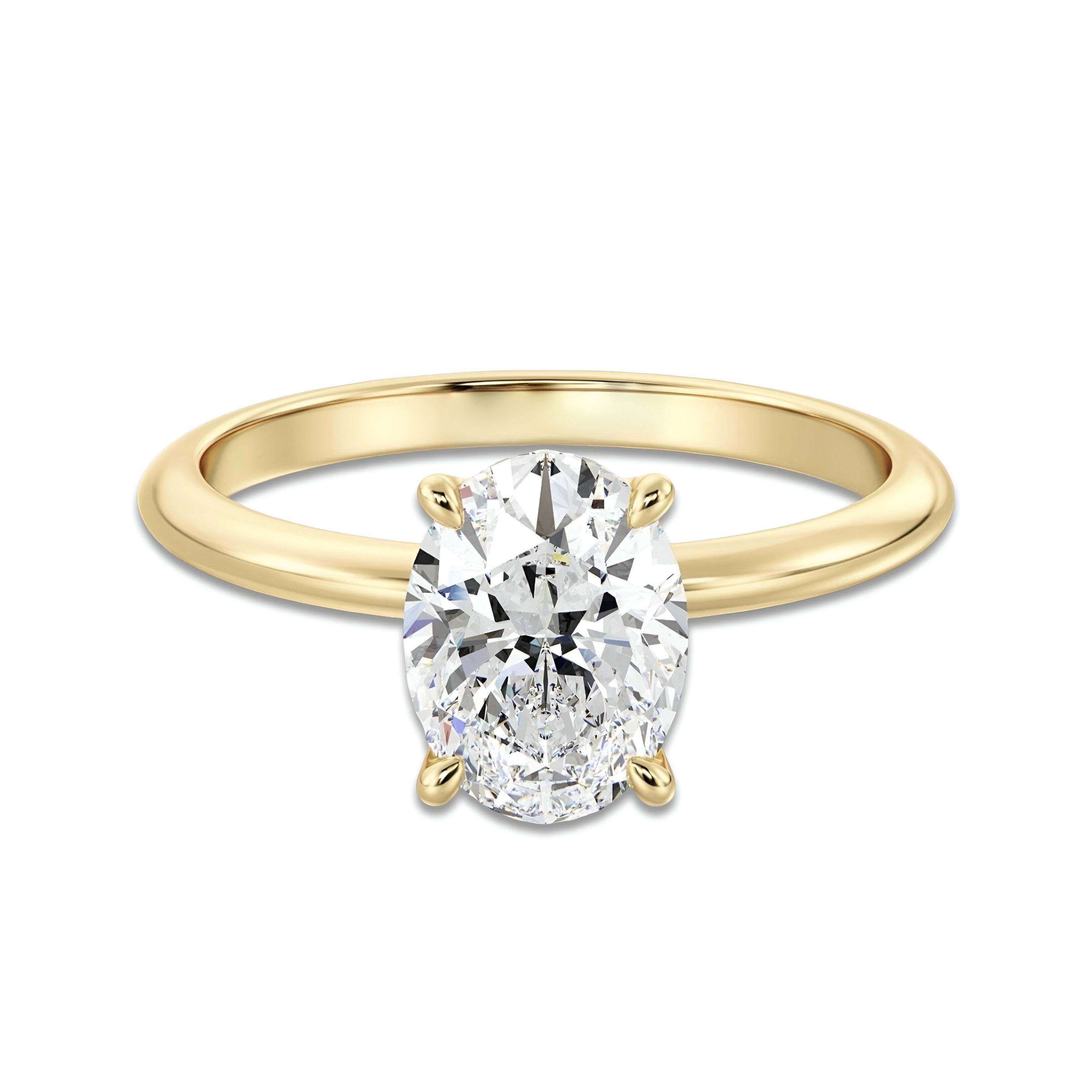 MG Solara™ 3.0CT Oval Cut Solitaire in Solid Gold