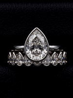 3.0CT Pear-Cut Moissanite · Bezel Solitaire · Full Bezel Eternity Band · Yellow Gold