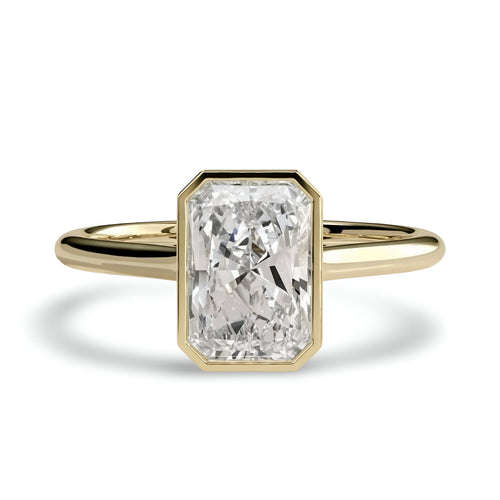 3.0ct Radiant Bezel Ring | 9-18K Solid Gold