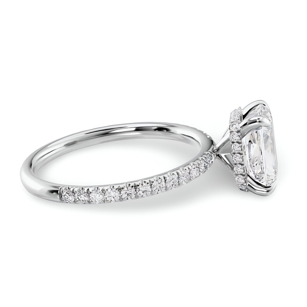 4.0CT Radiant Cut W/ Hidden Halo & Additional Mixed Marquise Band MG ESSENCE