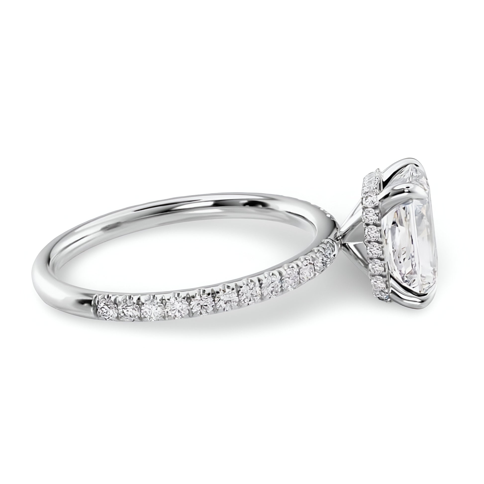 4.0CT Radiant Cut W/ Hidden Halo & Additional Mixed Marquise Band MG ESSENCE