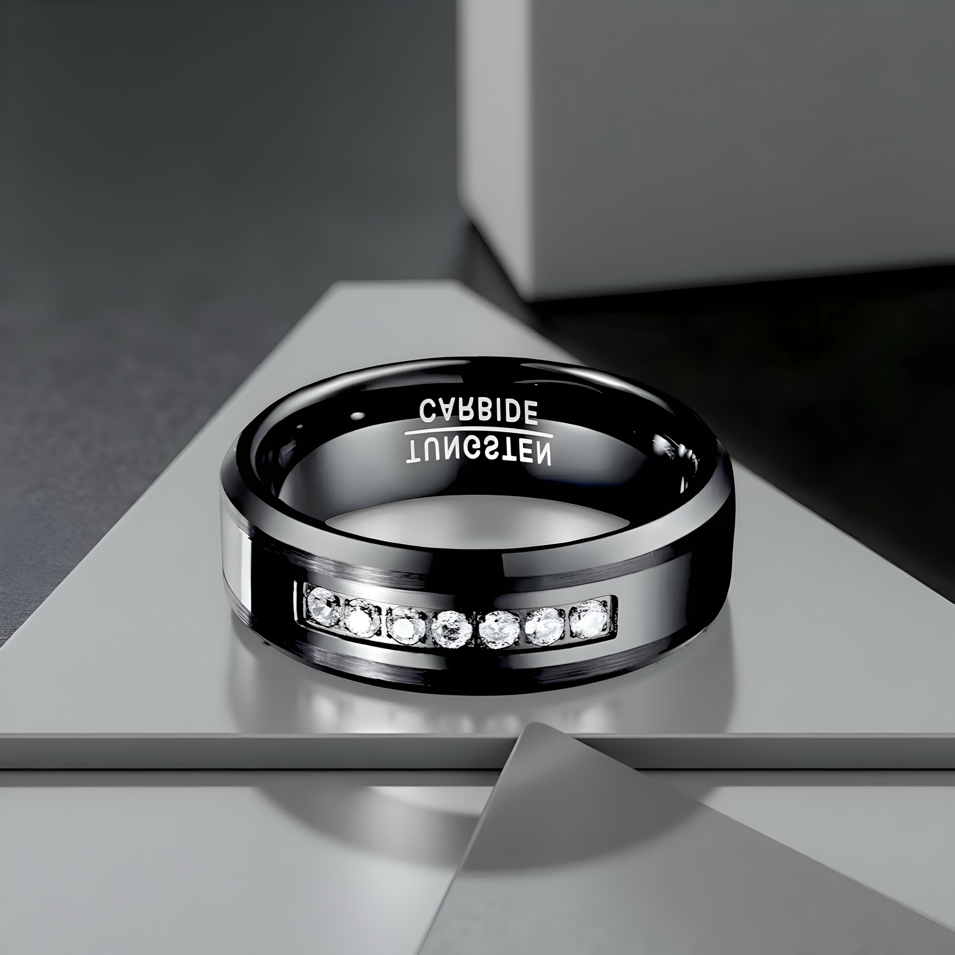 The Eclipse Black Tungsten Carbide Ring - MG ESSENCE
