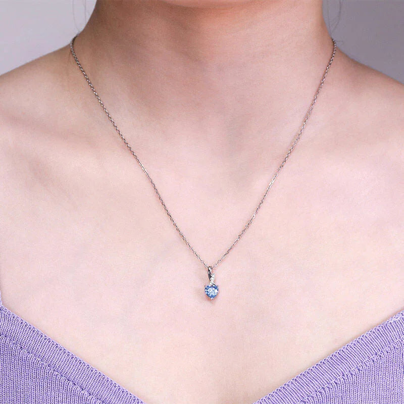 Blue Princess Heart Necklace