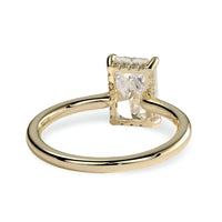 3.0ct Radiant Cut Low-Set Hidden Halo Solitaire Ring - 9K-18K Yellow Gold