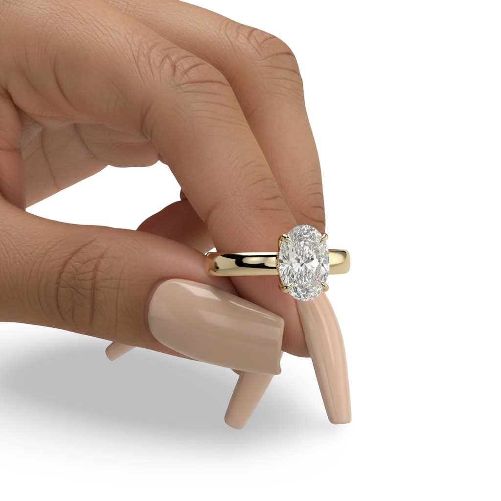 2.0ct Oval Cut Hidden Halo Solitaire Ring – 3.5mm Band