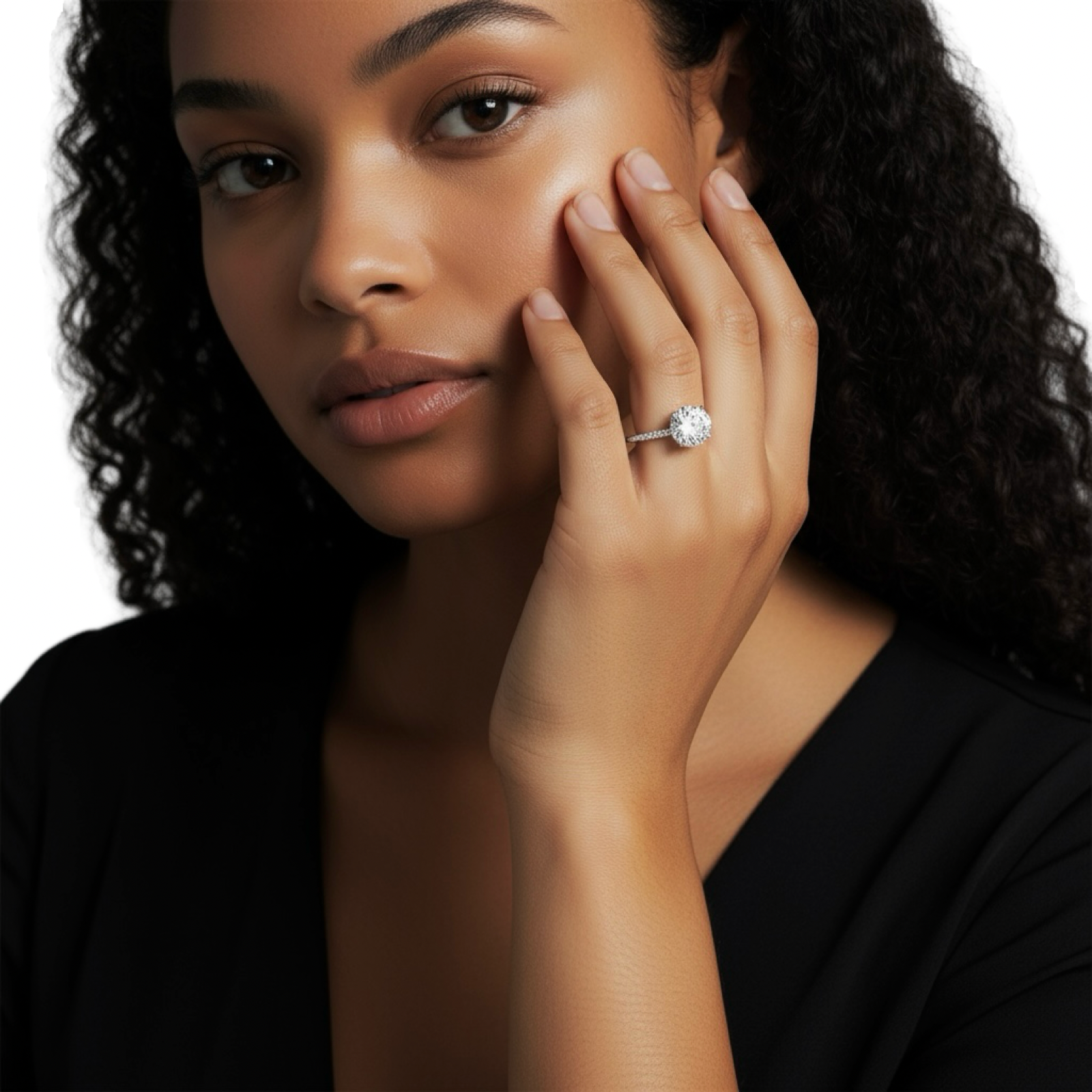 MG Solstice™ 2.0ct Round Brilliant Ring with Pavé – Sterling Silver / 9ct / 14ct White Gold