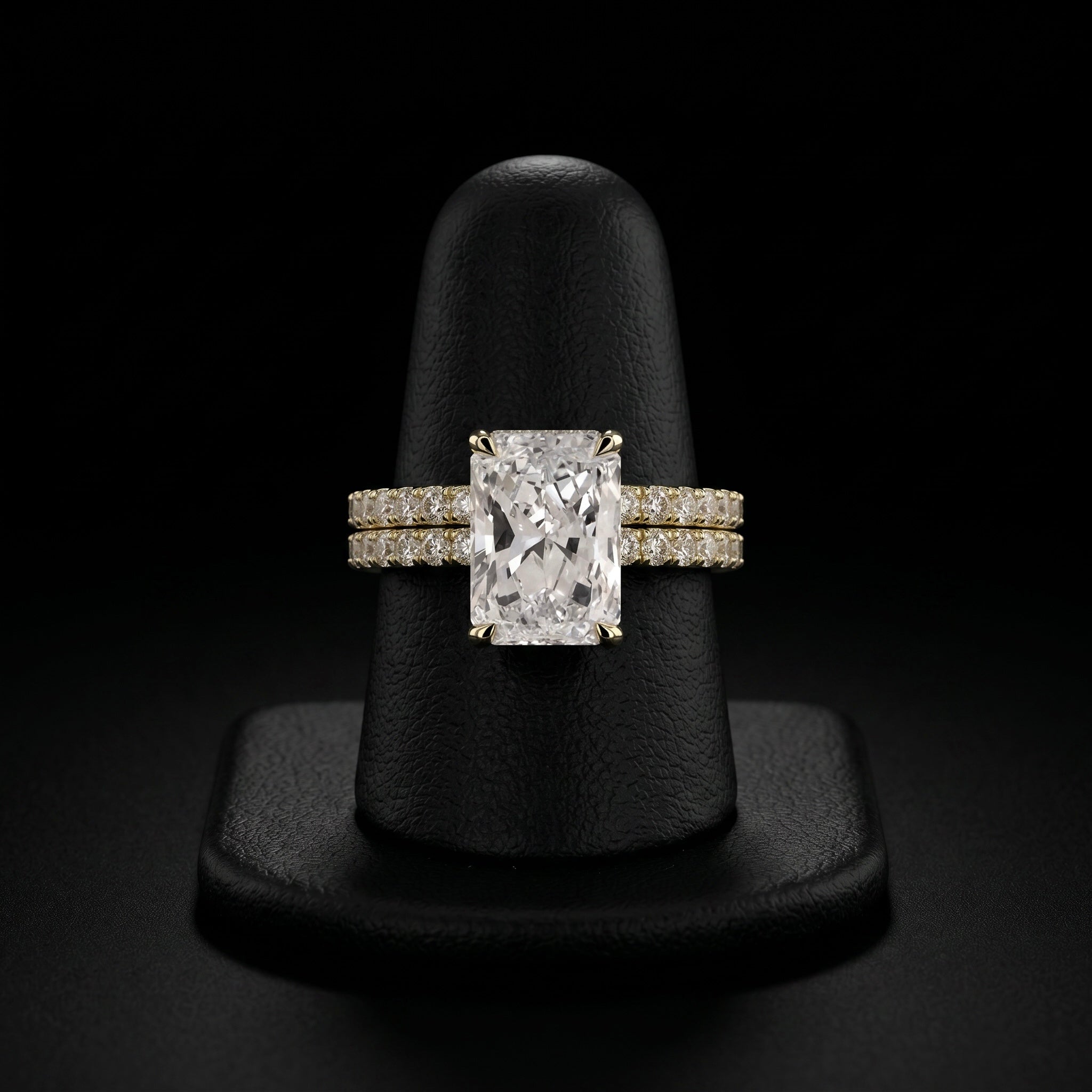 3.0CT Radiant Cut Hidden Halo Pavé Engagement Ring