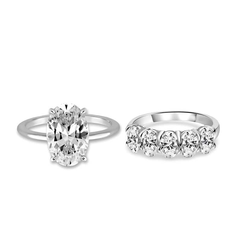 The Eternal Oval Set – 5.0CT Solitaire & Half Eternity Band