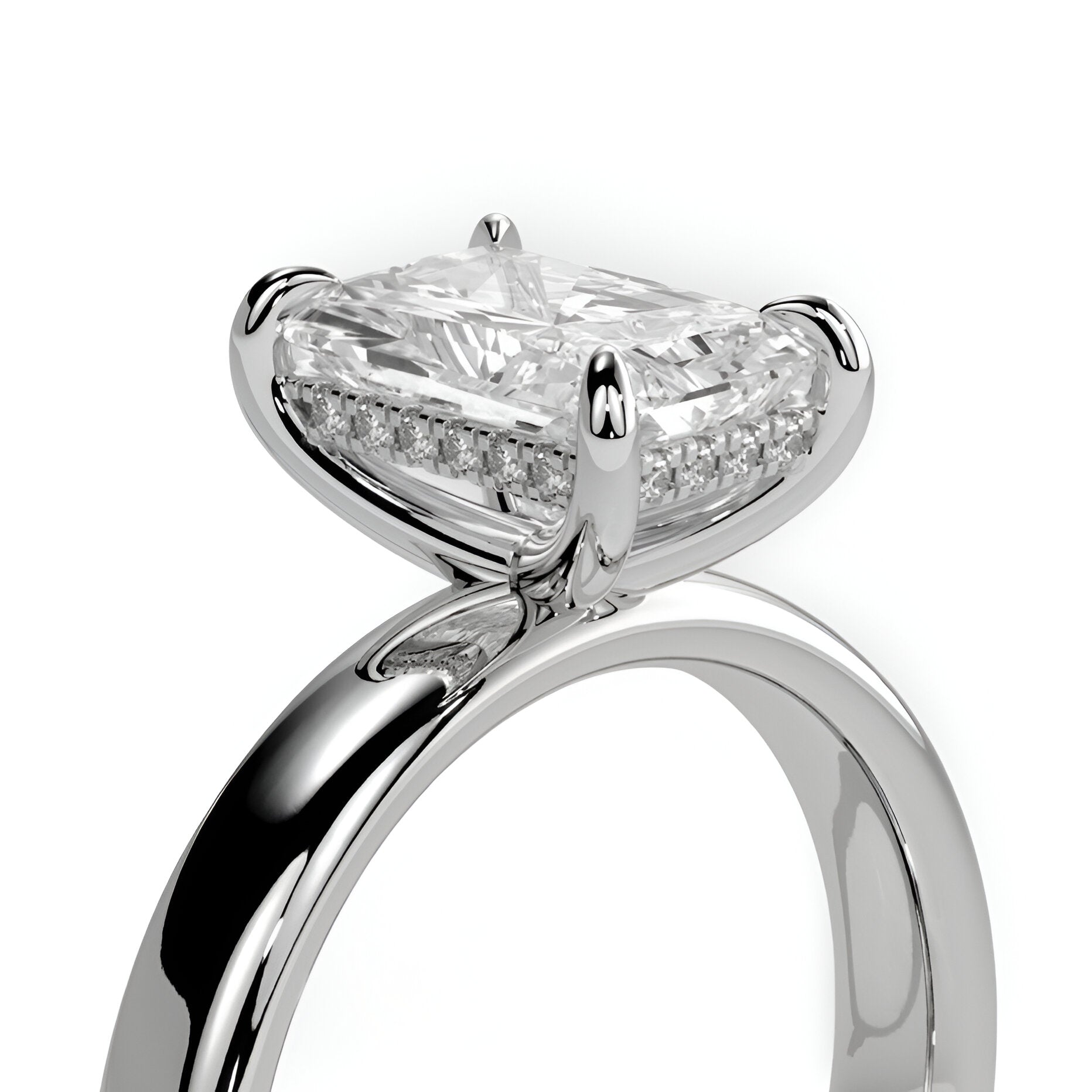 3.0ct Radiant Cut Hidden Halo Solitaire Ring