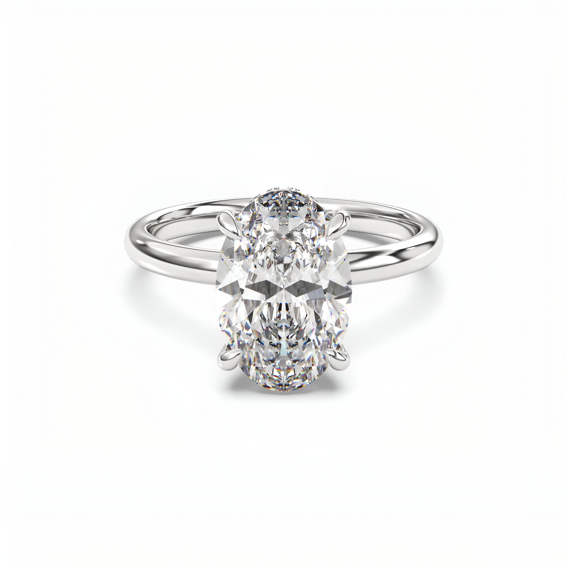 MG Celesté™️ 3.0ct Oval Hidden Halo Cathedral (925 Silver, 9ct & 14ct White Gold)