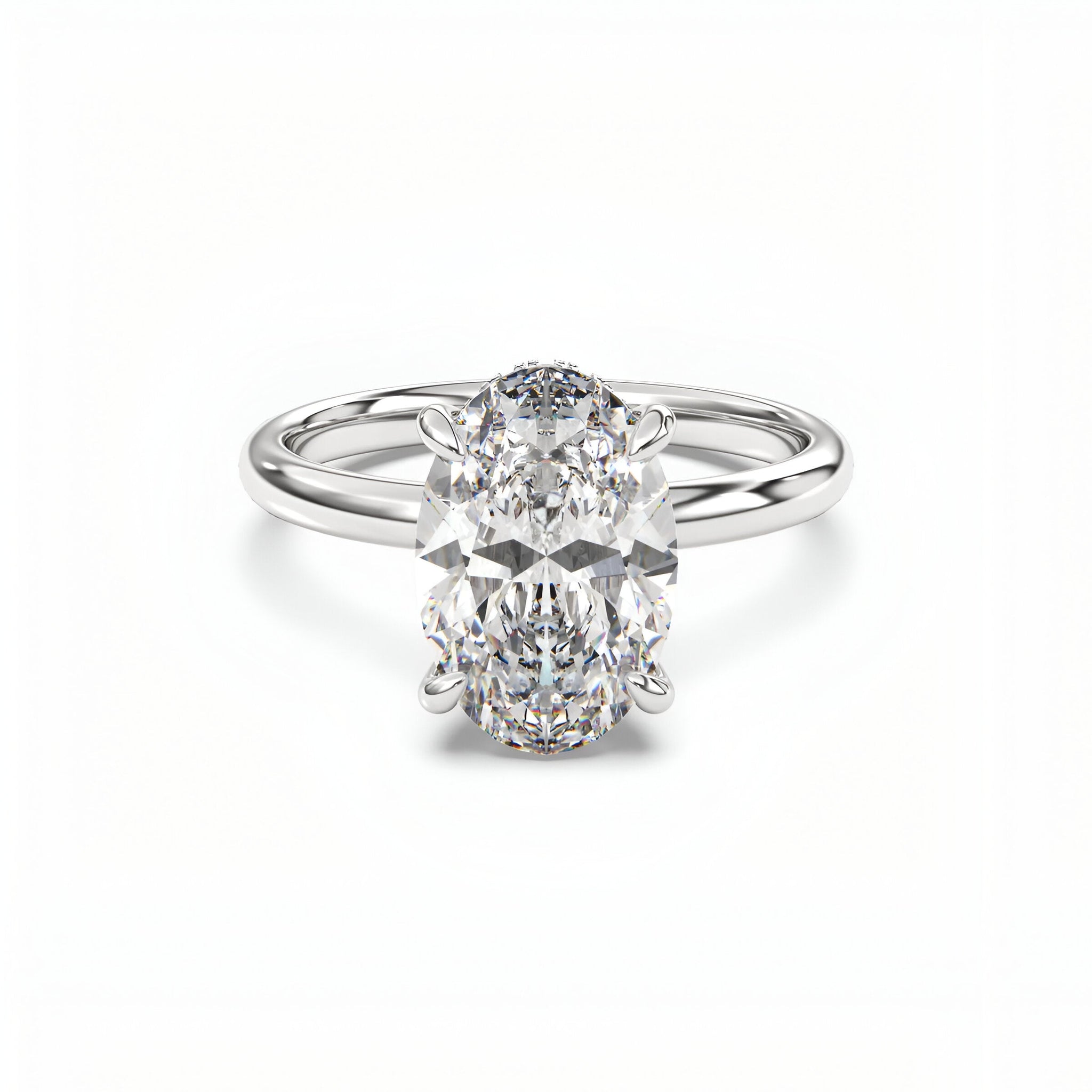 MG Celesté™️ 3.0ct Oval Hidden Halo Cathedral (925 Silver, 9ct & 14ct White Gold)