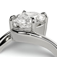 3.0ct Oval Cut Twisted Band Solitaire Ring - 9-18K White Gold
