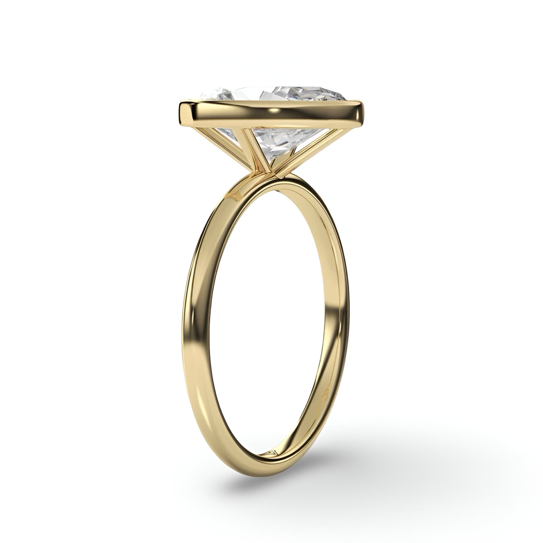 4.0 ct Oval Cut Moissanite Bezel Ring – 9K - 18K Yellow Gold