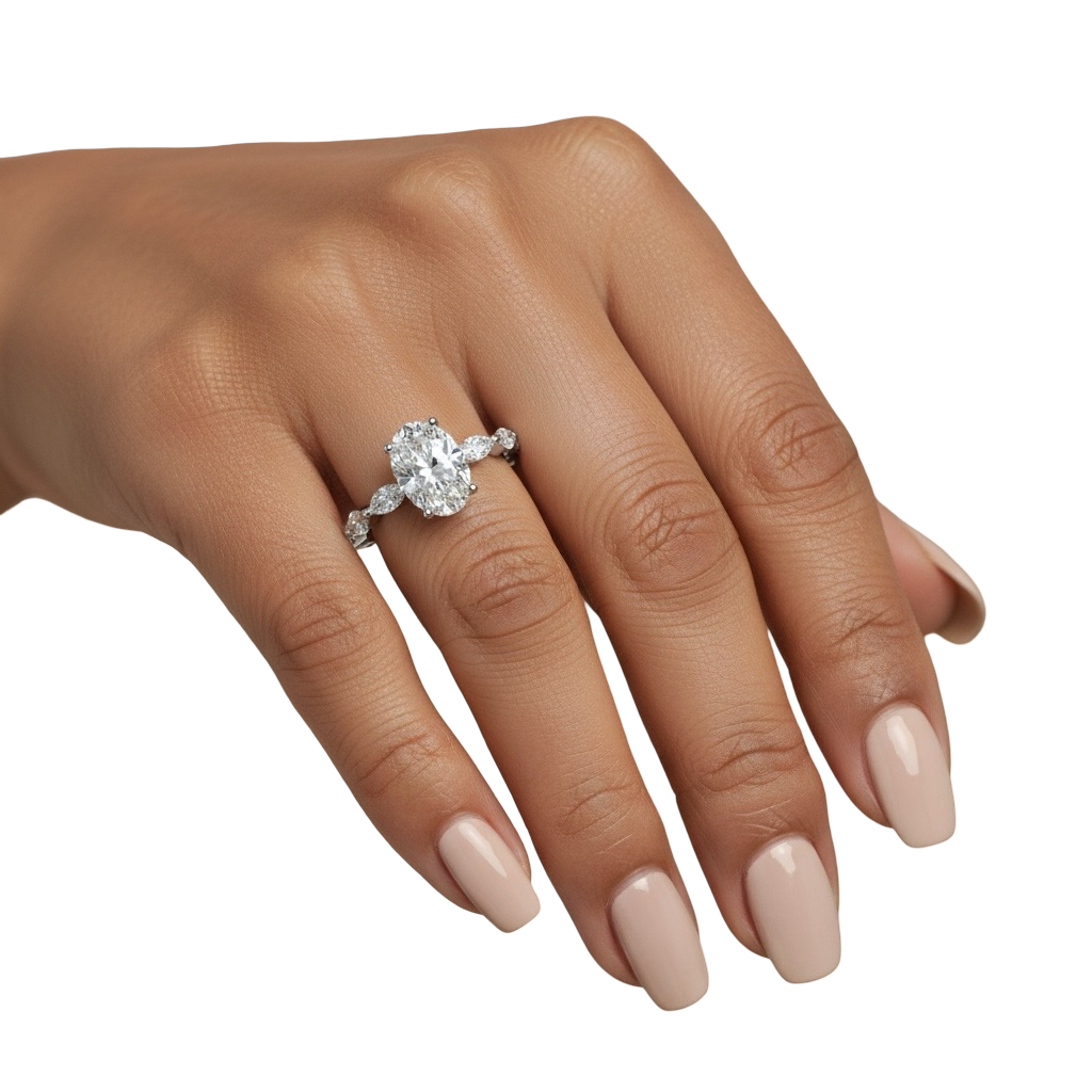 2.0CT Oval Cut W/ Full Marquise Band