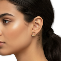 9K Yellow Gold Square Hoop Earrings – Modern Minimalist Luxury