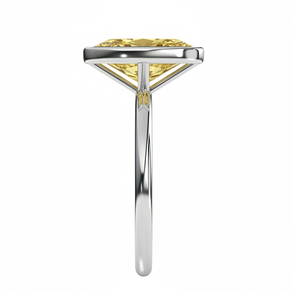 3.0ct Oval-Cut Yellow Bezel-Set Ring | Sterling Silver & 9K / 14K White Gold