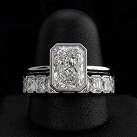 3.0ct Radiant Bezel Ring | Silver / 9-14K White Gold