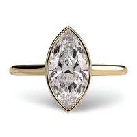 4.0ct Marquise Cut Bezel Ring in 9-18K Yellow Gold