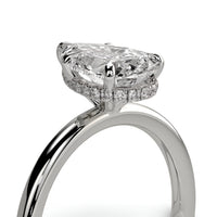 2.0ct Pear Cut Solitaire Ring with Hidden Halo – 5-Claw Setting | Sterling Silver & 9–14k White Gold