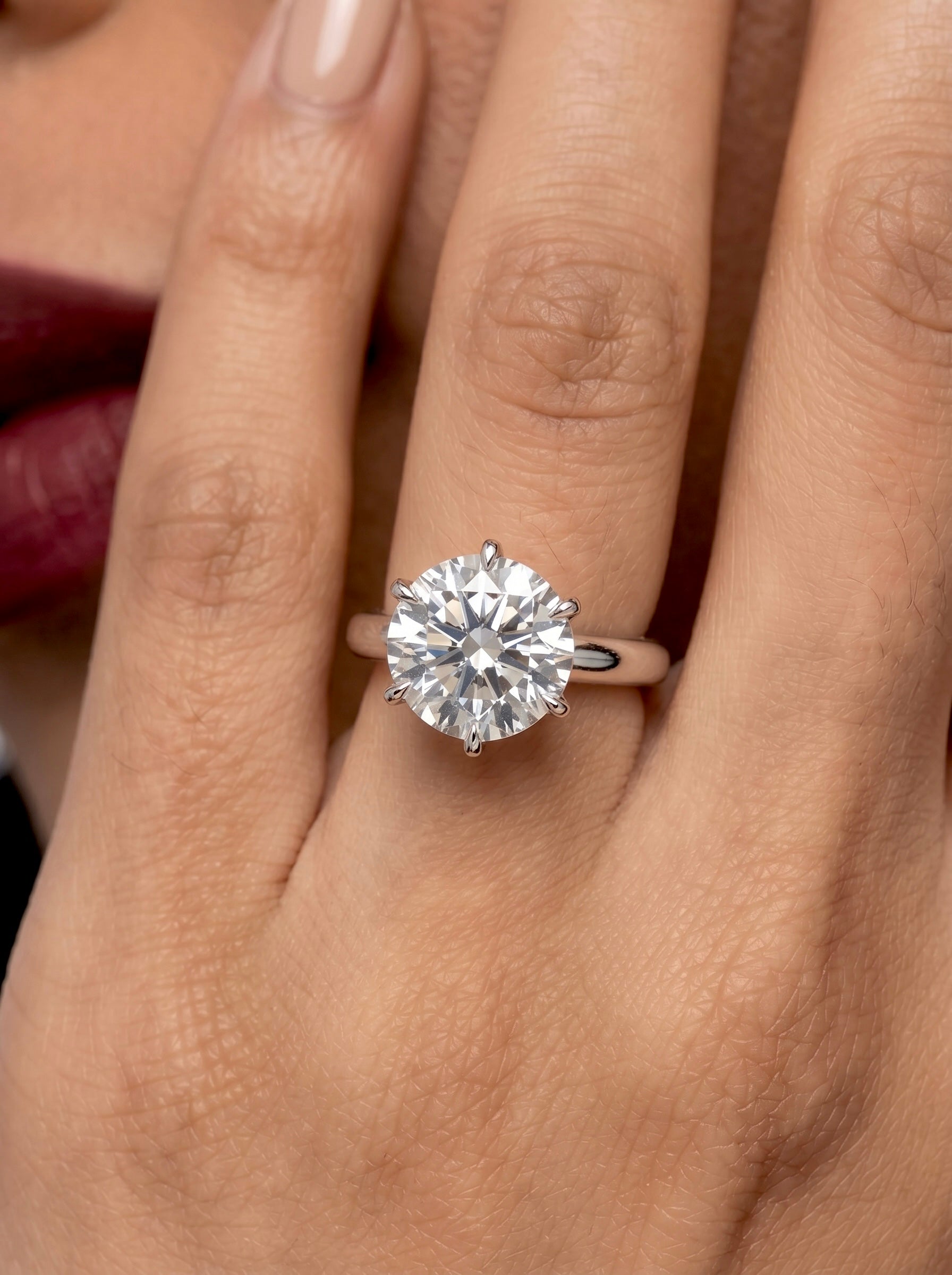 2.0ct Round Brilliant Solitaire with Petal-Style Six-Prong Setting - Sterling Silver & 9-14K White Gold