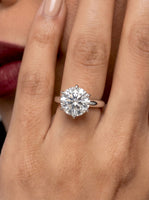 2.0ct Round Brilliant Solitaire with Petal-Style Six-Prong Setting - Sterling Silver & 9-14K White Gold