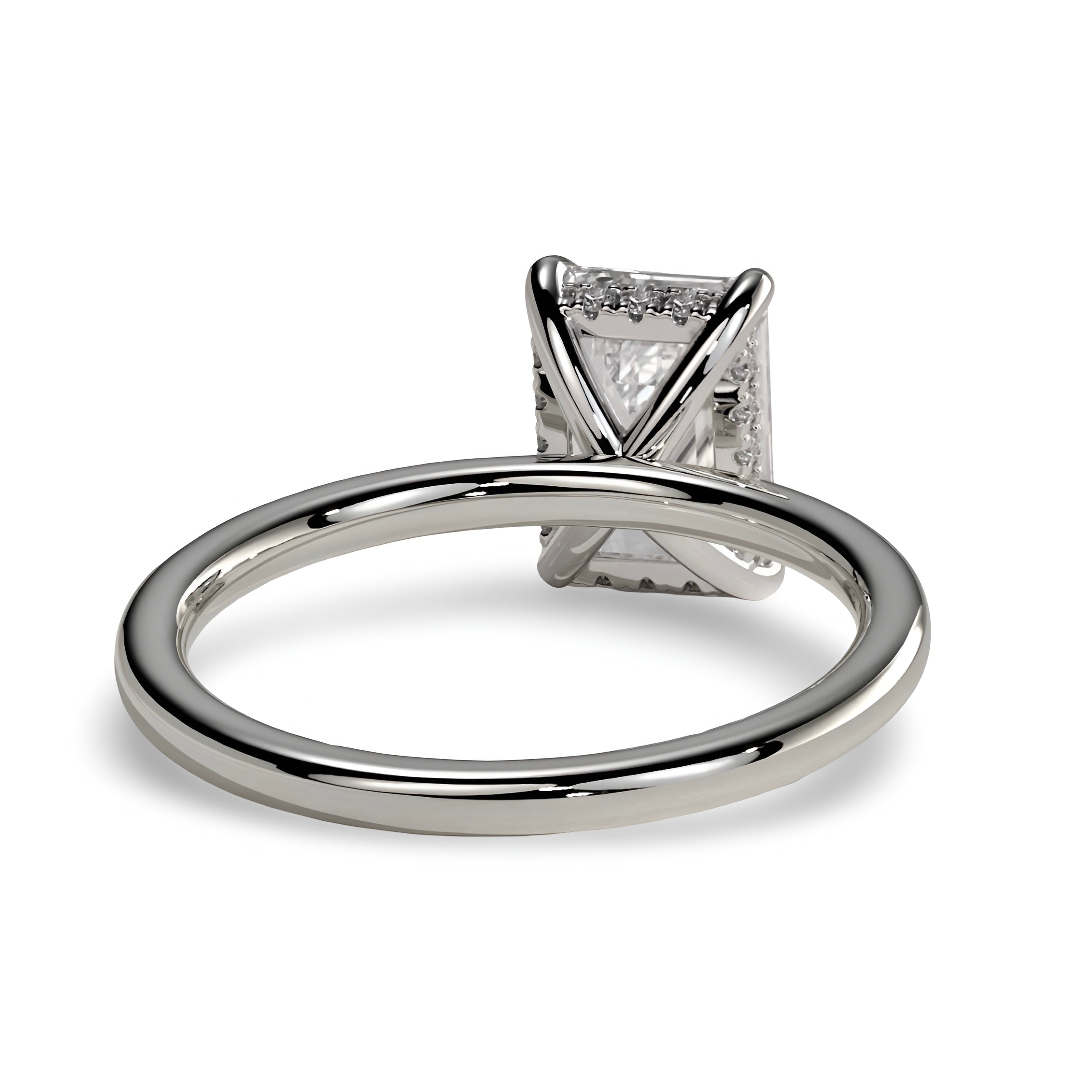 3.0ct Emerald Cut Hidden Halo Solitaire