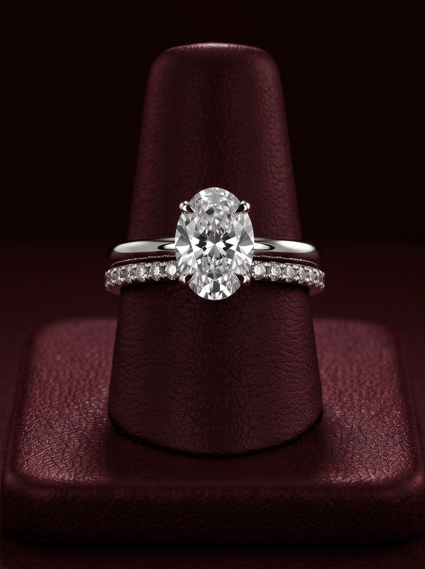 3.0CT Oval Cut Hidden Halo Bridal Set