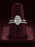 3.0CT Oval Cut Hidden Halo Bridal Set
