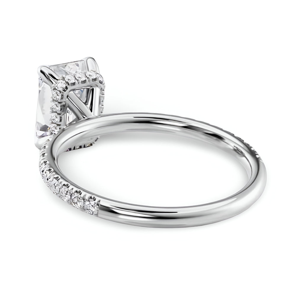 4.0CT Radiant Cut W/ Hidden Halo & Additional Mixed Marquise Band MG ESSENCE