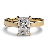 4.0ct Radiant Cut Hidden Halo Ring with 3mm Band in 9-18K Yellow Gold