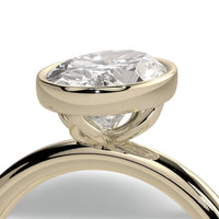 2.0 Ct Oval Bezel Ring with Petal Gallery – 9–18K Yellow Gold