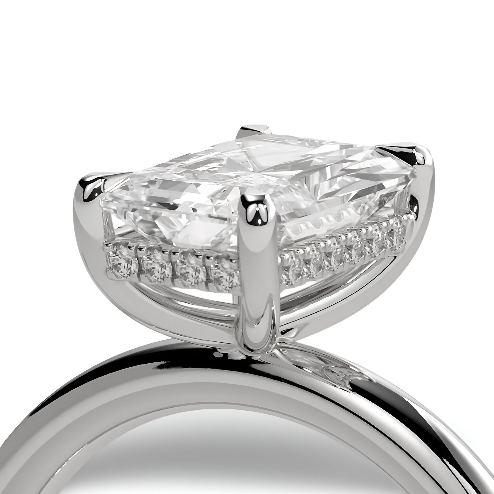 3.0CT Radiant-Cut VVS1 Solitaire Ring - Sterling Silver & White Gold