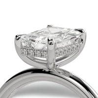 3.0CT Radiant-Cut VVS1 Solitaire Hidden Halo Ring - Sterling Silver & White Gold