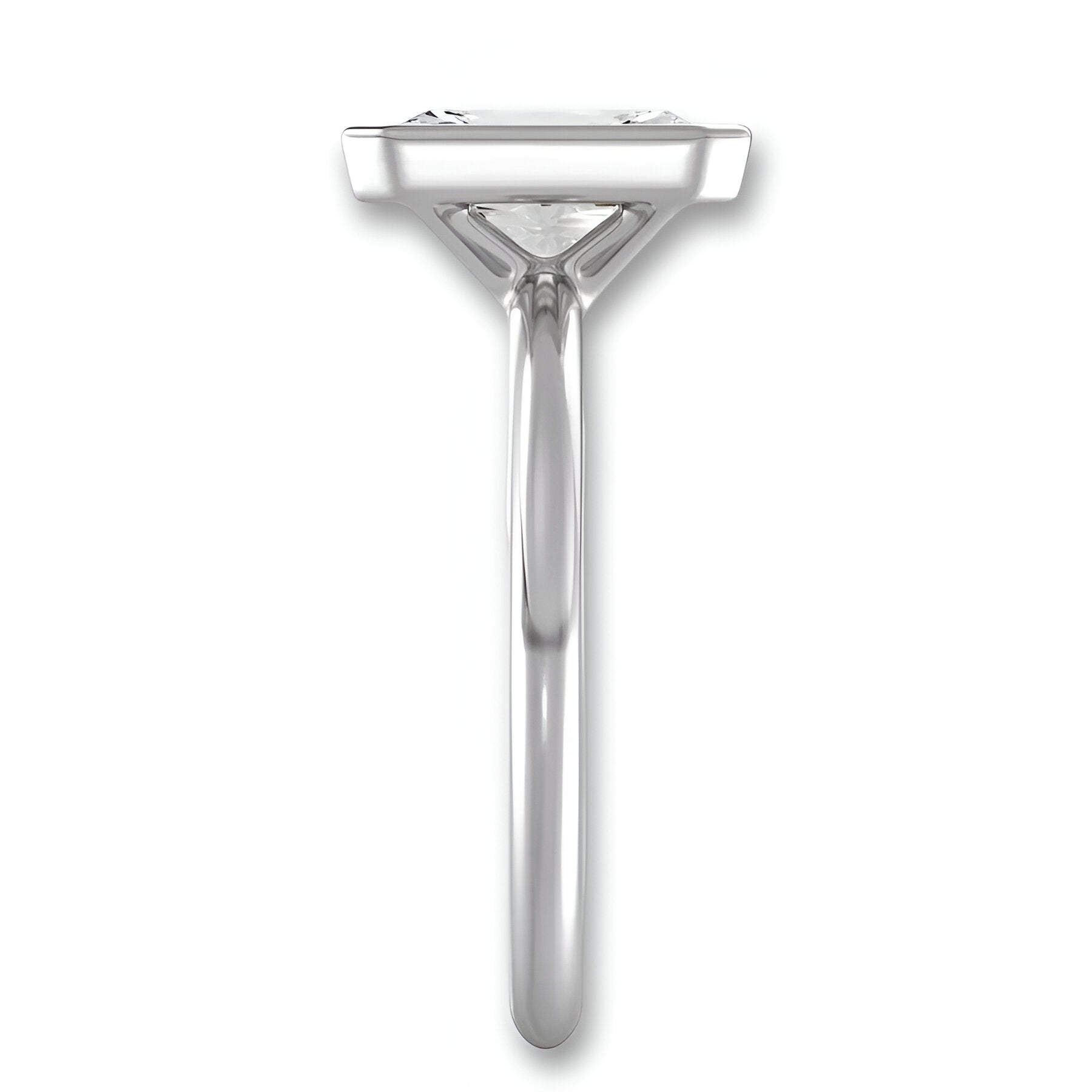 3.0 CT Radiant Cut Solitaire Bezel Setting Ring