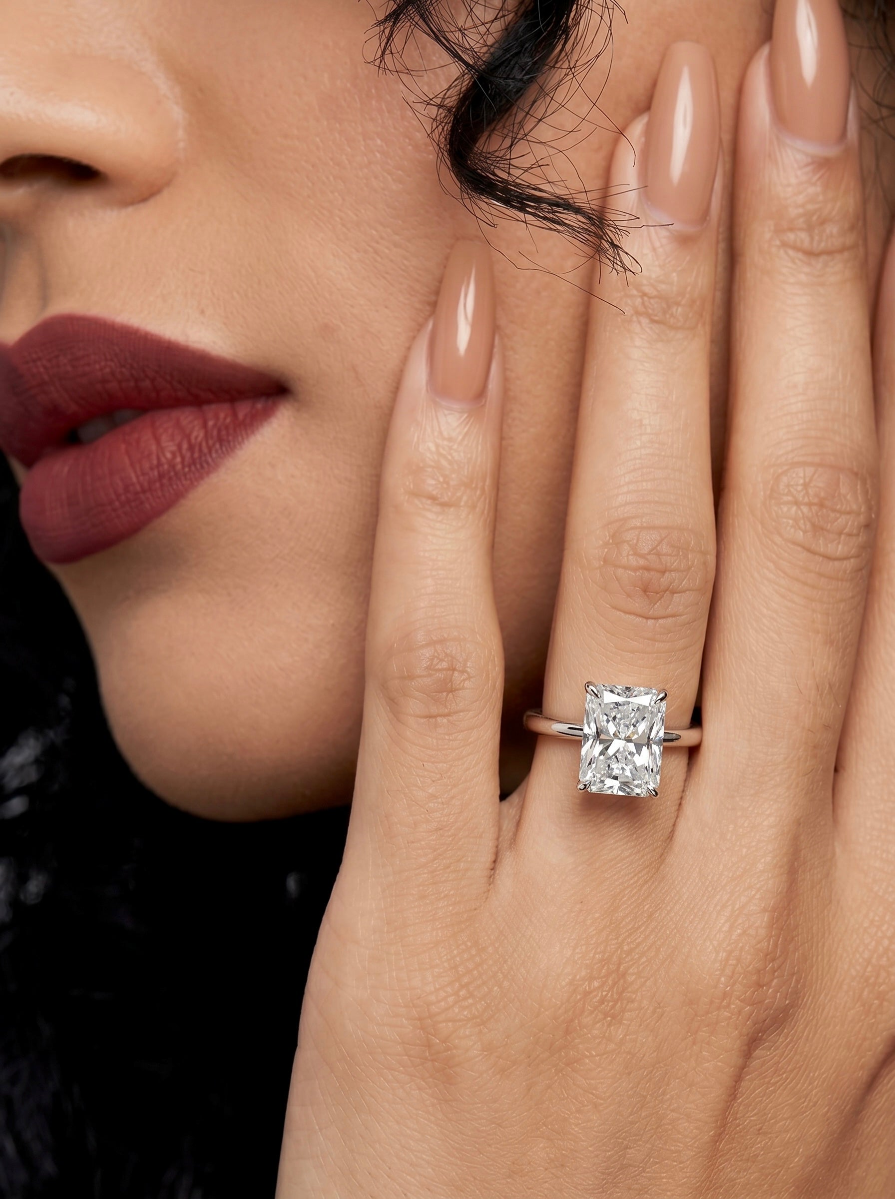 3.0CT Radiant-Cut VVS1 Solitaire Hidden Halo Ring - Sterling Silver & White Gold