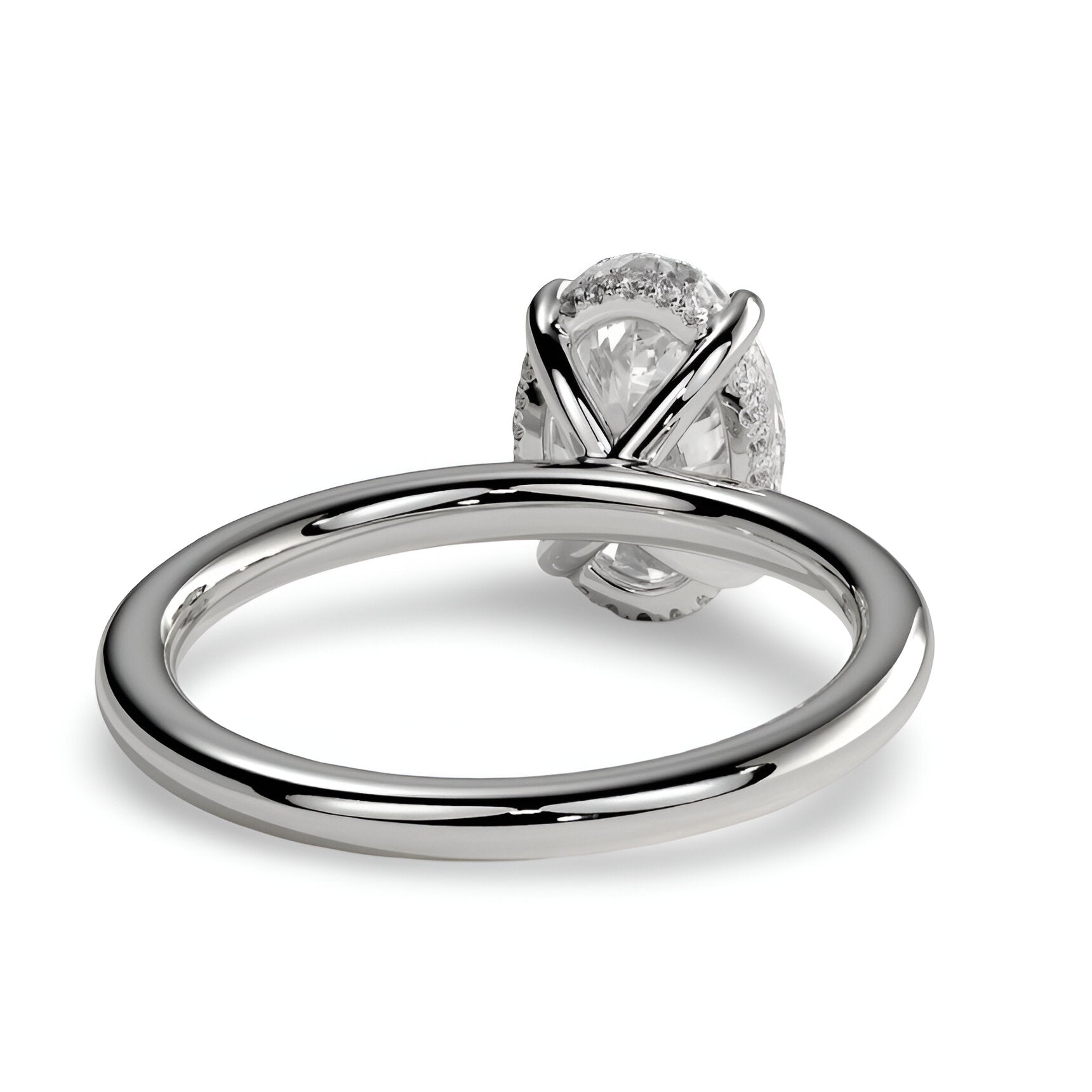 2.0ct Oval-Cut Hidden Halo Solitaire Ring
Four-Claw Setting · Sterling Silver to Solid White Gold