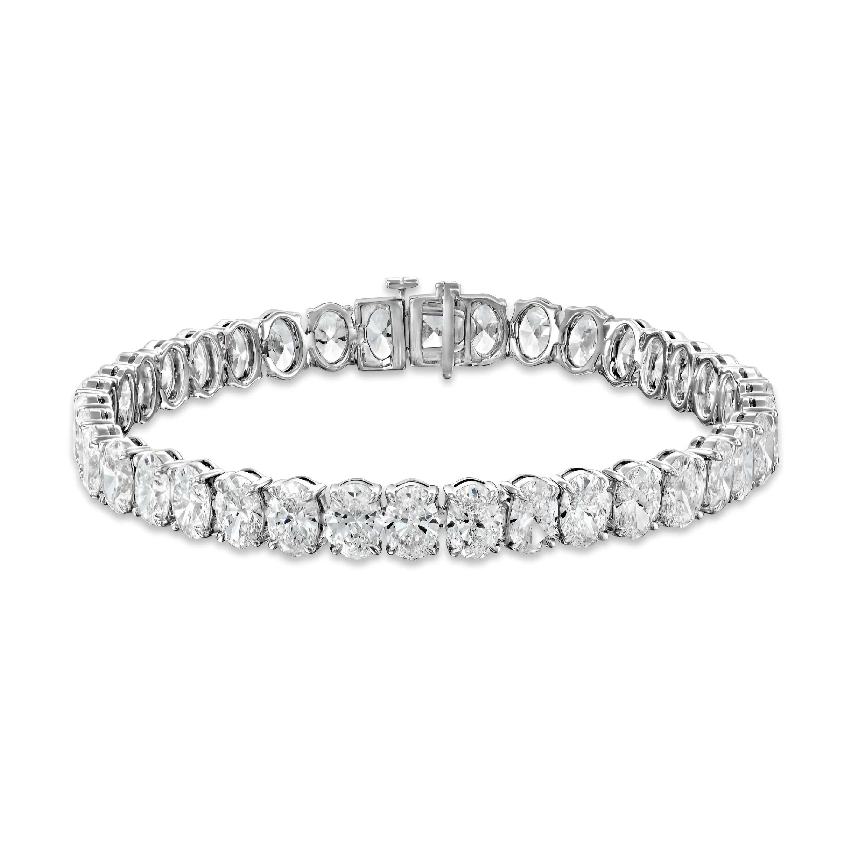 Full Eternity Oval Tennis Bracelet – Sterling Silver with Premium VVS1 Simulated Gemstones