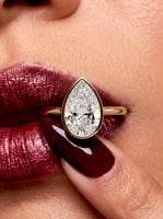 2.0ct Pear Cut Bezel Set Engagement Ring – 9K / 14K / 18K Yellow Gold