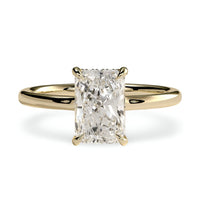 3.0ct Radiant Cut Low-Set Hidden Halo Solitaire Ring - 9K-18K Yellow Gold