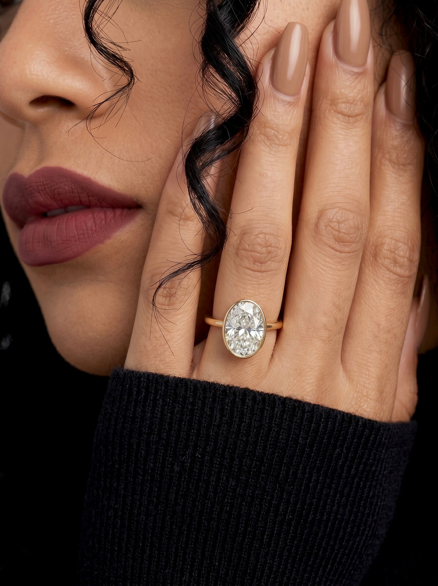 4.0 ct Oval Cut Moissanite Bezel Ring – 9K - 18K Yellow Gold