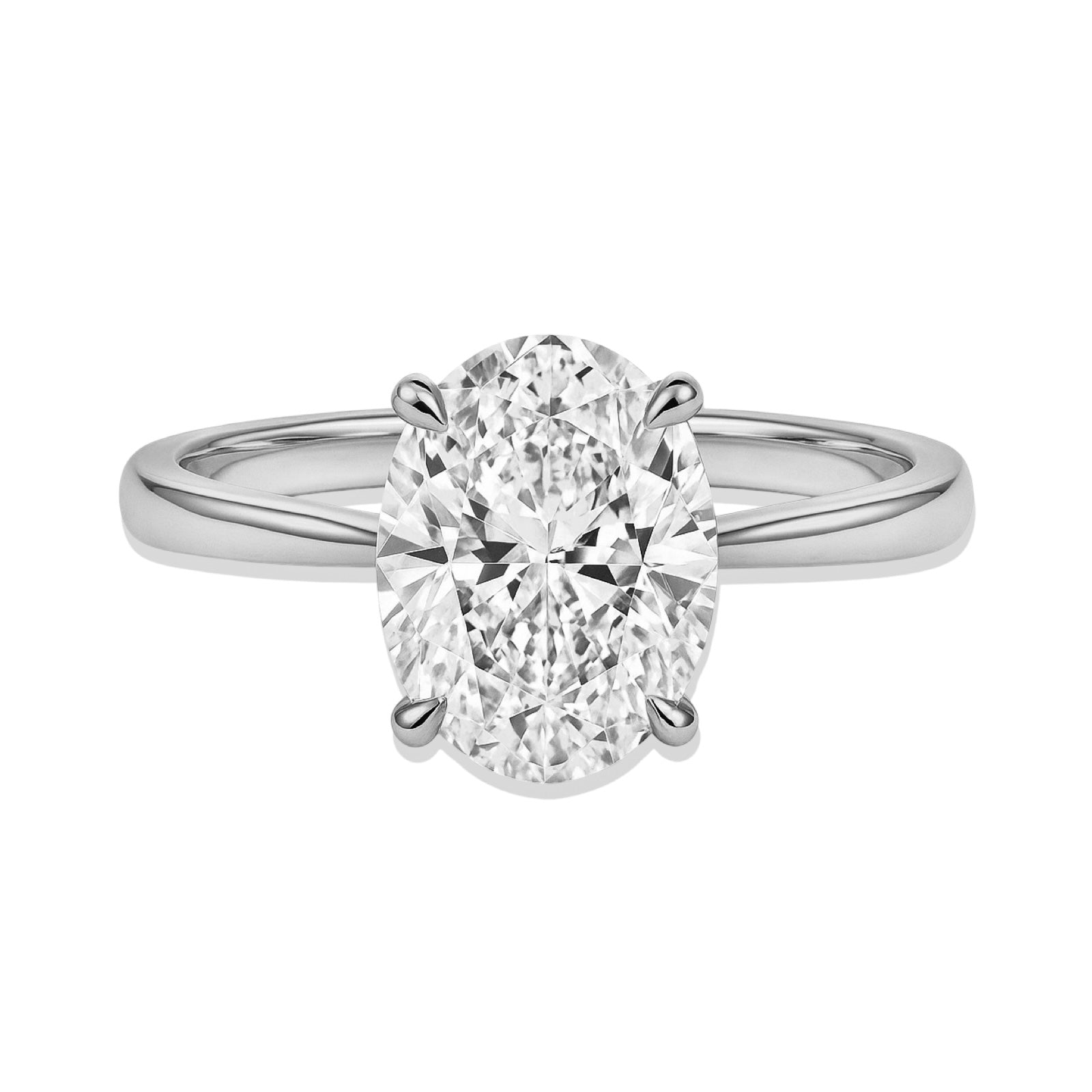 MG Solara™ 5.0ct Oval-Cut Solitaire Ring – Sterling Silver / White Gold (9ct & 14ct)