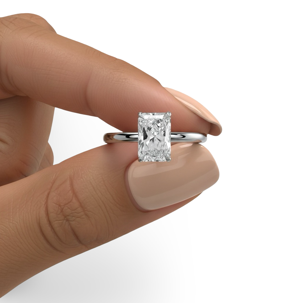 3.0CT Radiant-Cut VVS1 Solitaire Ring - Sterling Silver & White Gold