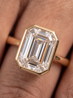 4.0ct Emerald Cut Bezel Ring in 9-18K Yellow Gold