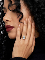 3.0CT Radiant-Cut VVS1 Solitaire Hidden Halo Ring - Sterling Silver & White Gold