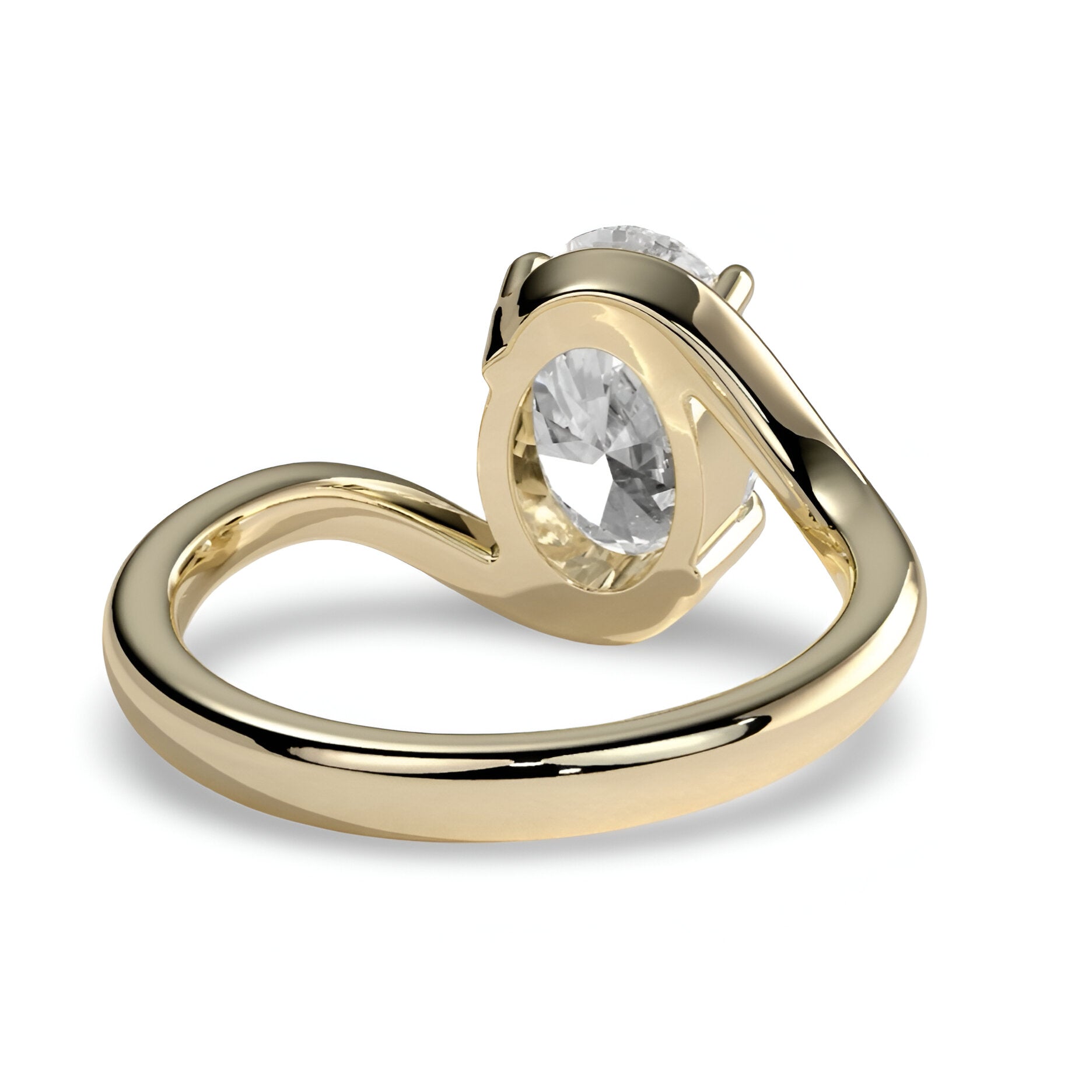 3.0ct Oval Cut Twisted Band Solitaire Ring - 9-18K Yellow Gold