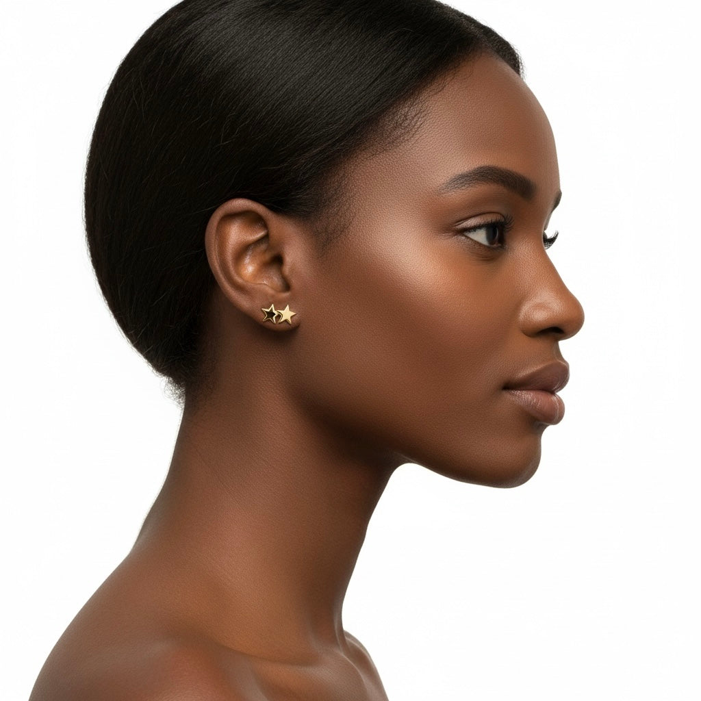 Celestial Star Stud Earrings – 9K Yellow Gold
