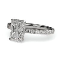 4.0ct Radiant Cut Ring – Hidden Halo & Pavé Band | Sterling Silver to 9–14k Yellow Gold
