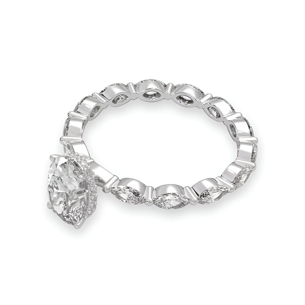 2.0CT Oval Cut W/ Full Marquise Band MG ESSENCE