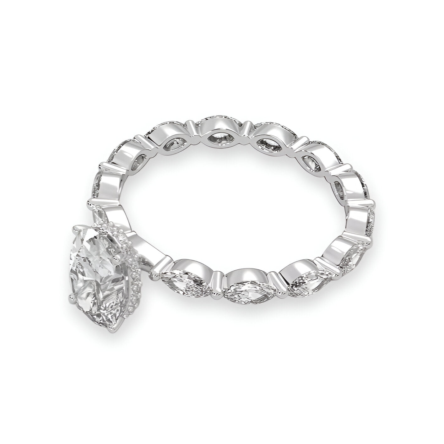 2.0CT Oval Cut W/ Full Marquise Band MG ESSENCE